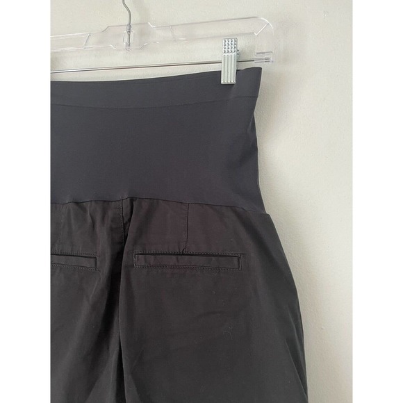 NWT A Glow Black Canvas Over The Belly Cuffed Maternity Chino Shorts Sz 2 - Picture 4 of 7